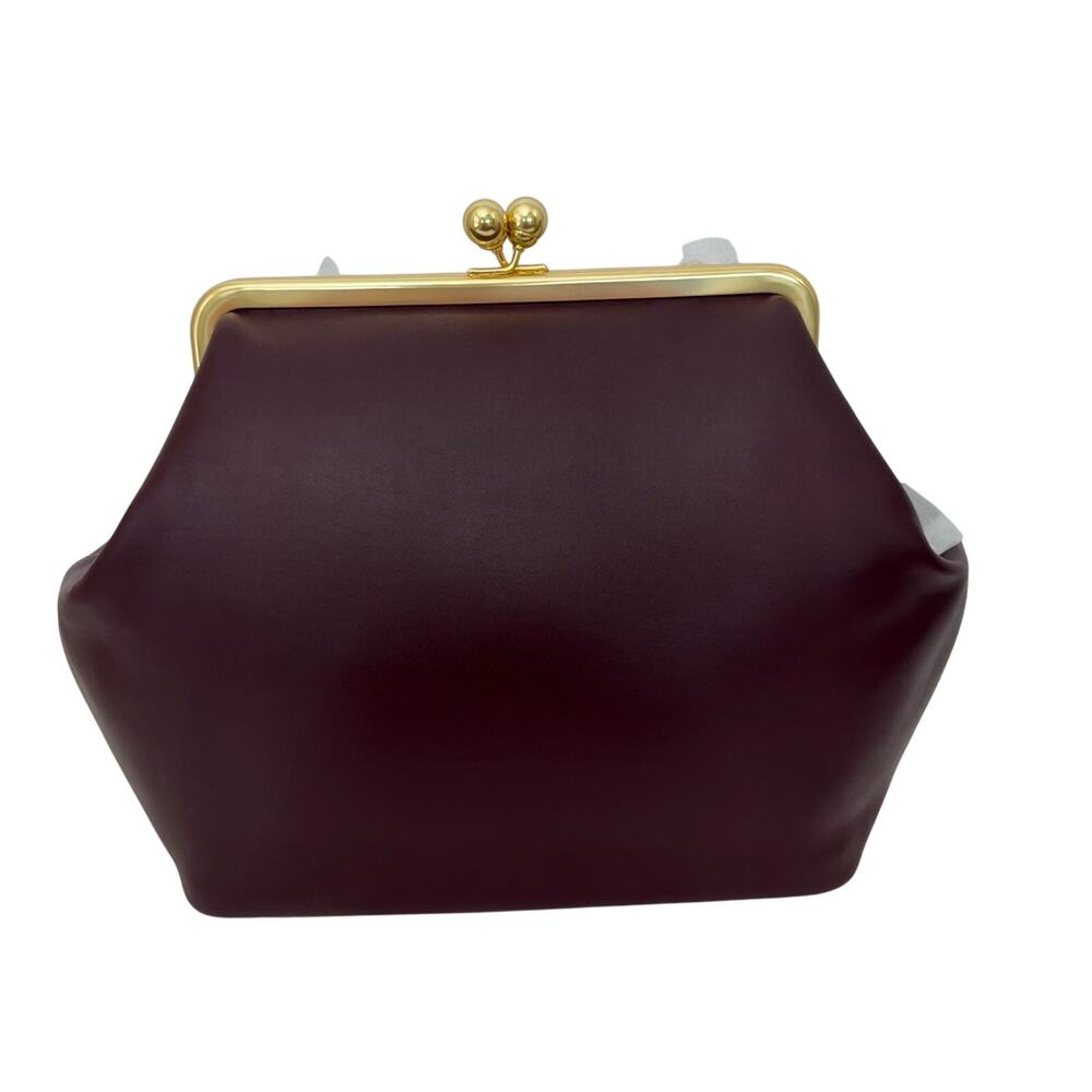 Coach Large Kisslock Frame Bag in Black Currant with Brass Hardware CBR51